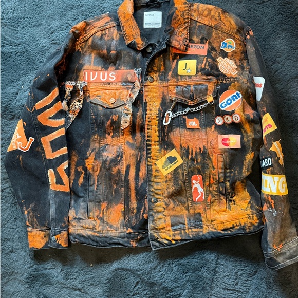 Michael Benz 1 of 1 Handmade Unique Bushka Orange is the New Black Denim Jacket
